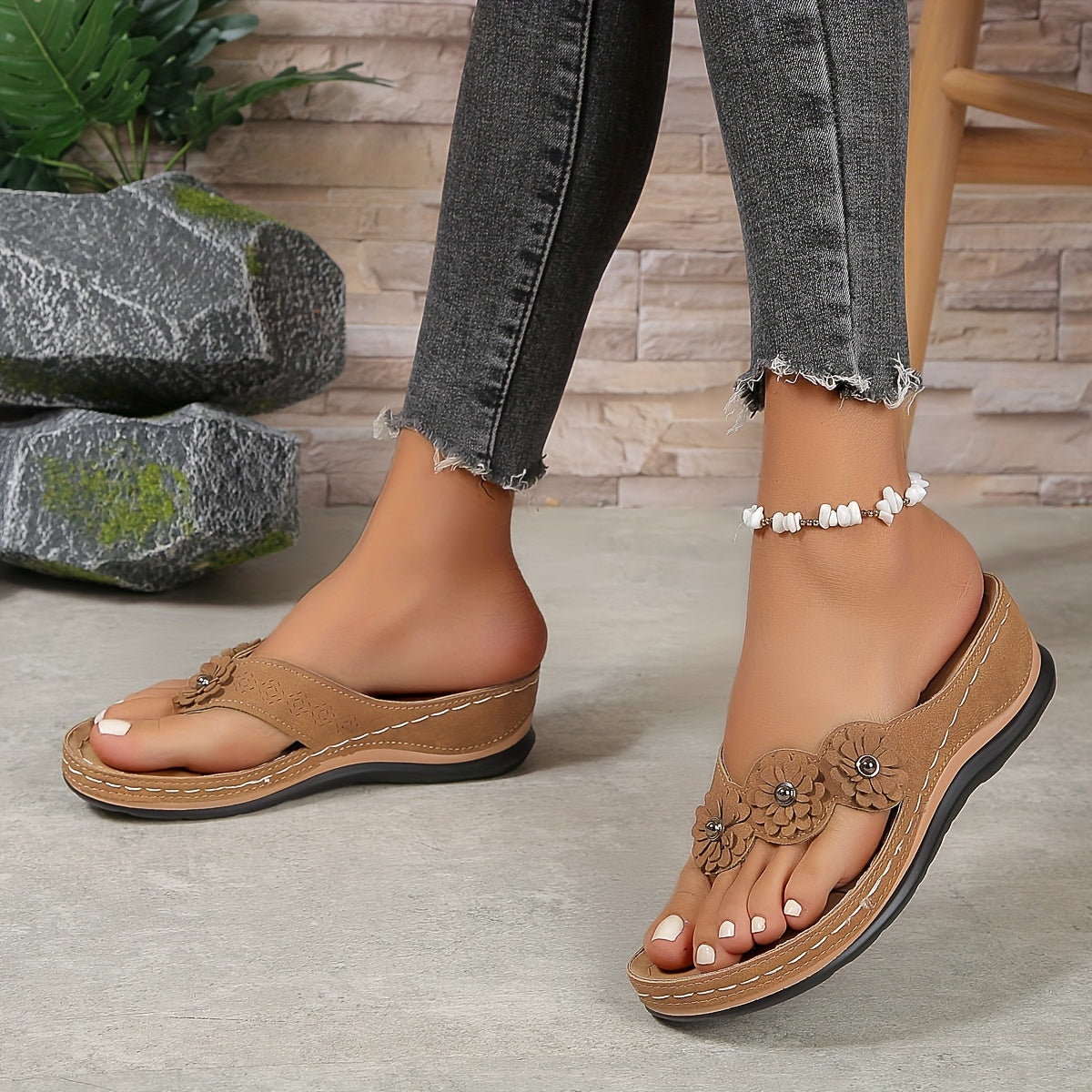 Womens Wide Fit Slip On Comfort Sandals by Sereniya