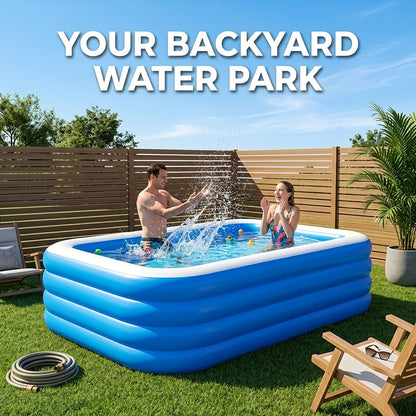 Extra Large Inflatable Swimming Pool for Backyard — Foldable Portable PVC Family Pool for Home & Outdoor Summer Fun by Sereniya