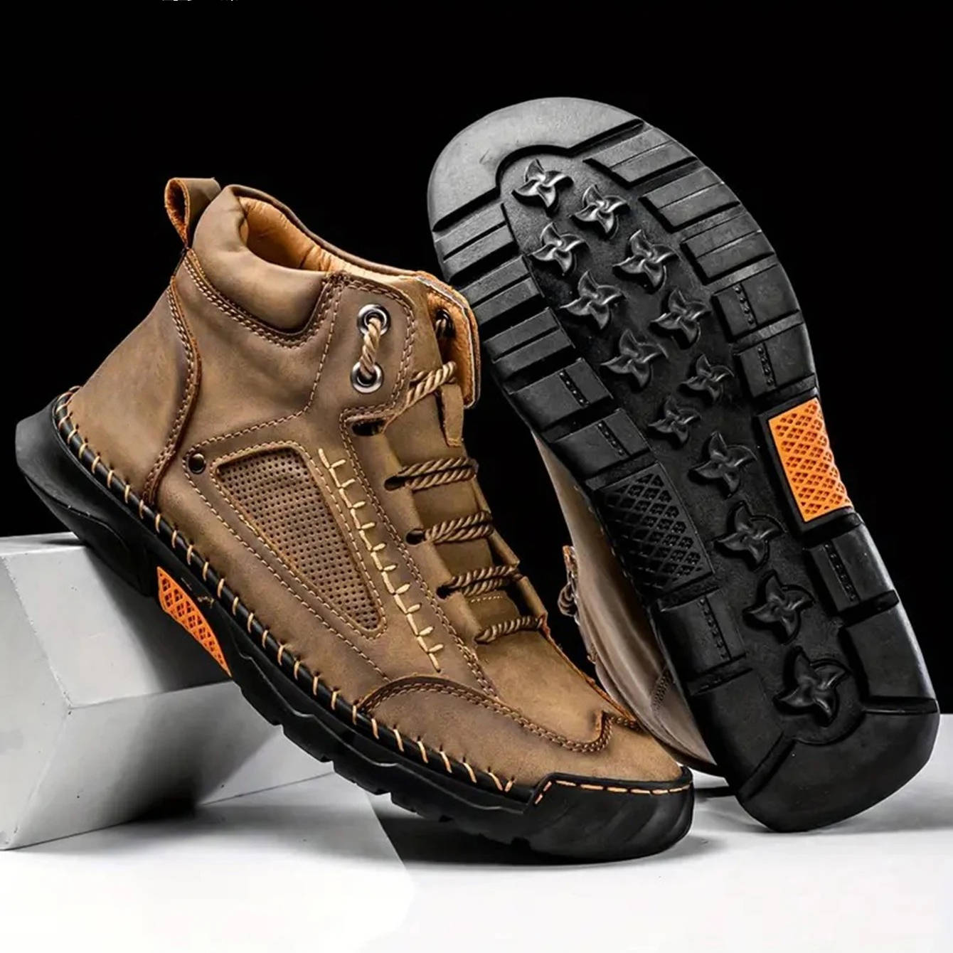 Mens Waterproof Orthopedic Hiking Boots with Arch Support by Sereniya