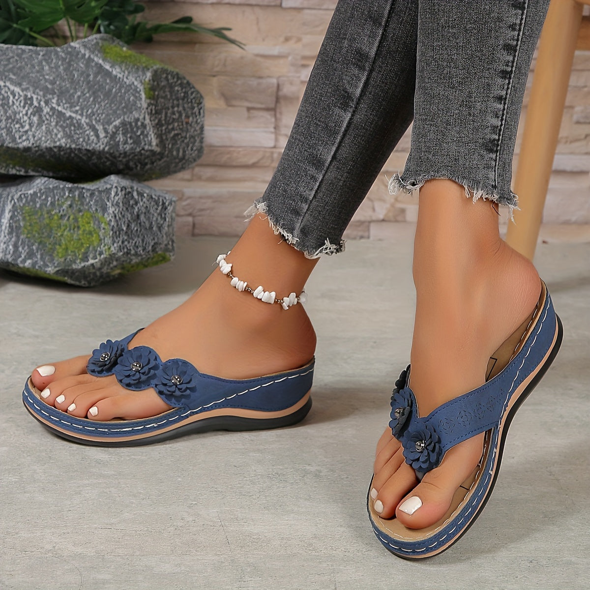 Womens Wide Fit Slip On Comfort Sandals by Sereniya