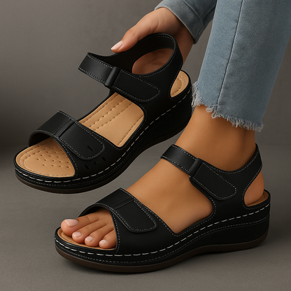 Womens Wide Fit Wedge Heel Sandals by Sereniya
