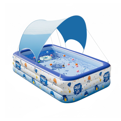 Inflatable Family Pool with UV Shade Canopy — Portable Backyard Swimming Pool for Outdoor Summer Fun by Sereniya