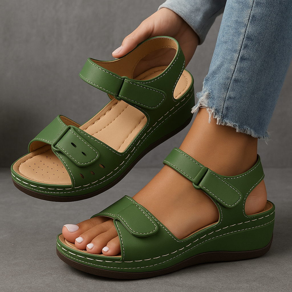 Womens Wide Fit Wedge Heel Sandals by Sereniya