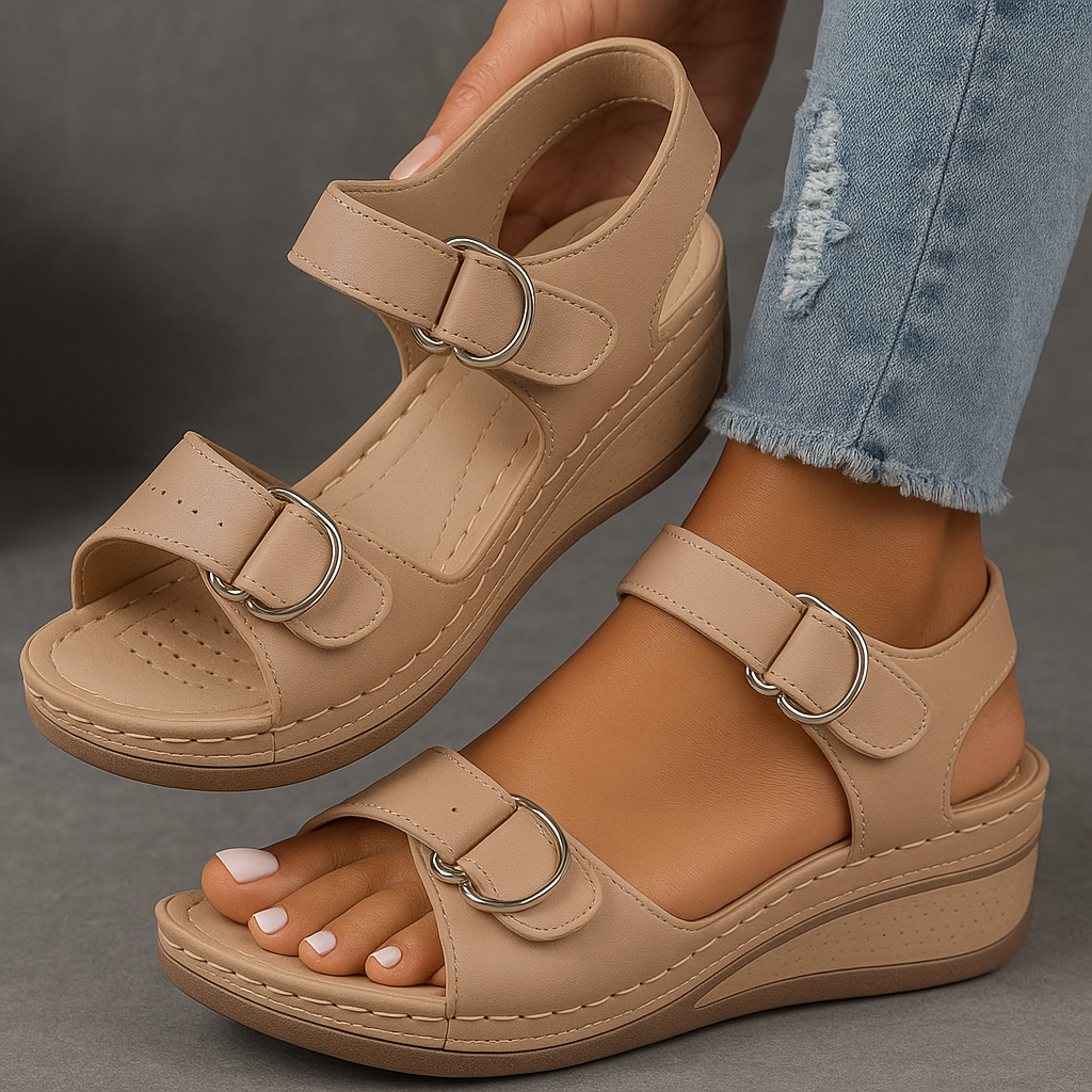 Womens Wide Fit Wedge Heel Sandals by Sereniya