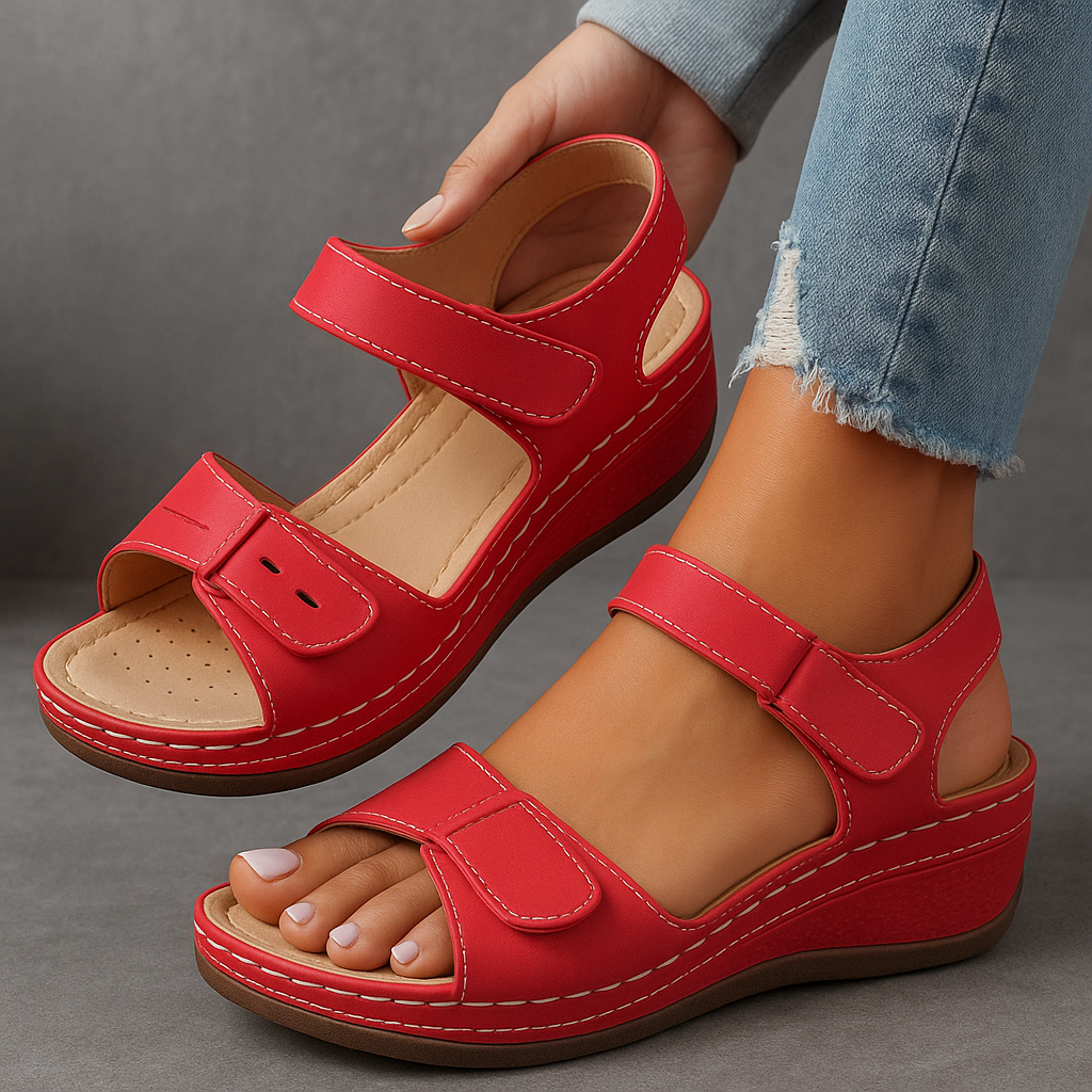 Womens Wide Fit Wedge Heel Sandals by Sereniya