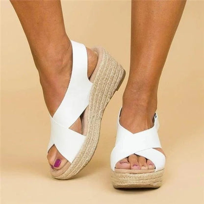 Womens Orthopedic Espadrille Wedge Sandals Cross Strap Platform by Sereniya