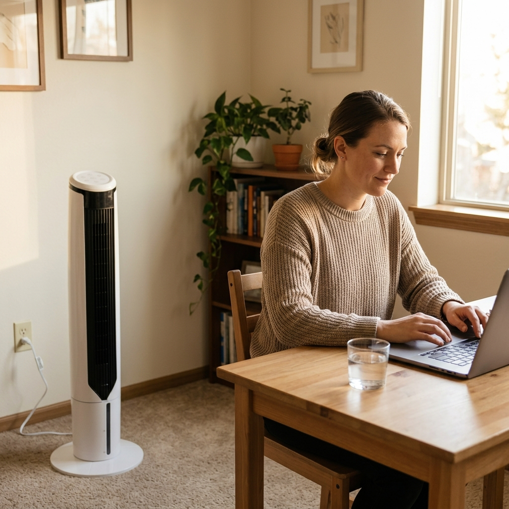 Windowless Portable Air Conditioner Tower Air Cooler Compact Cooling Fan for Apartment Bedroom Home Office by Sereniya