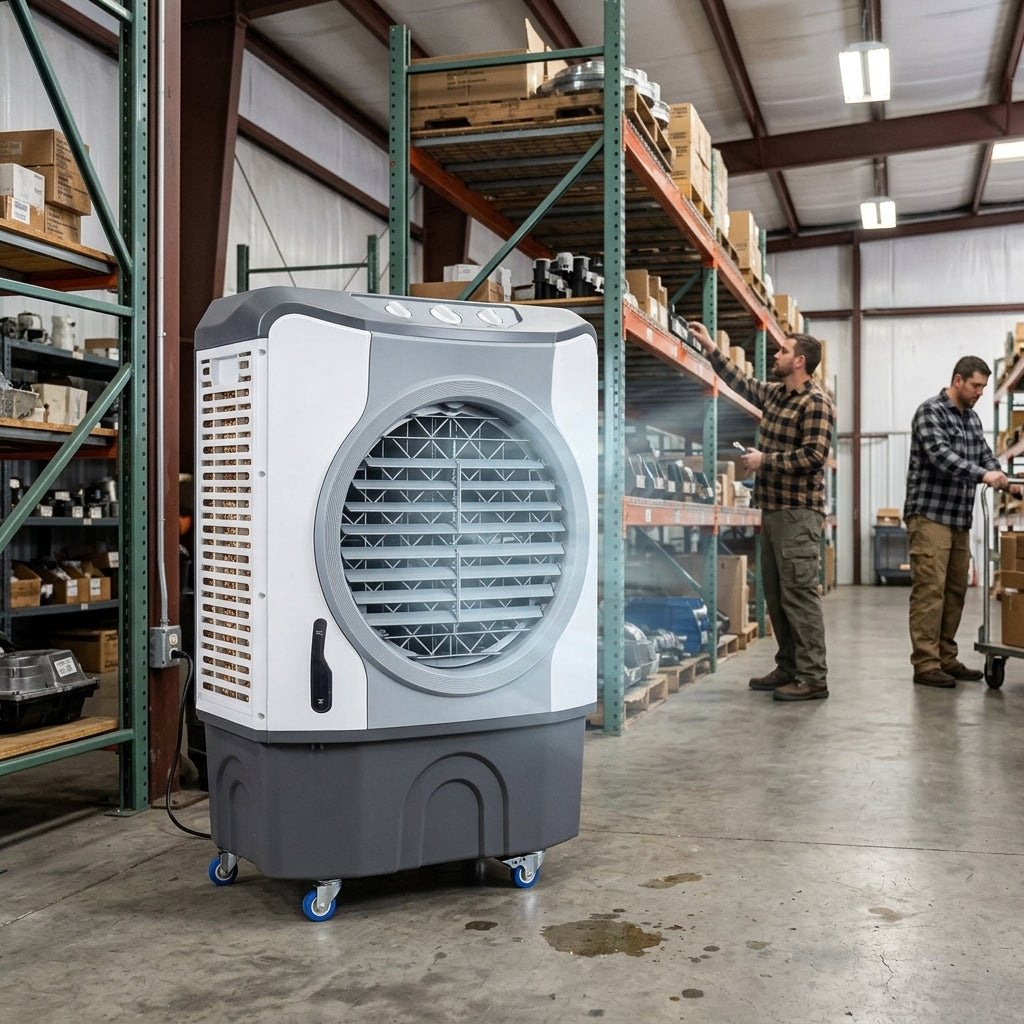 Industrial Windowless Portable Air Conditioner Evaporative Air Cooler for Large Rooms Garage Warehouse Workshop Cooling by Sereniya