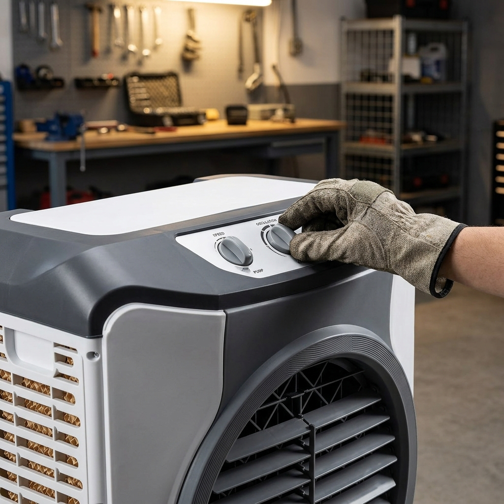 Industrial Windowless Portable Air Conditioner Evaporative Air Cooler for Large Rooms Garage Warehouse Workshop Cooling by Sereniya
