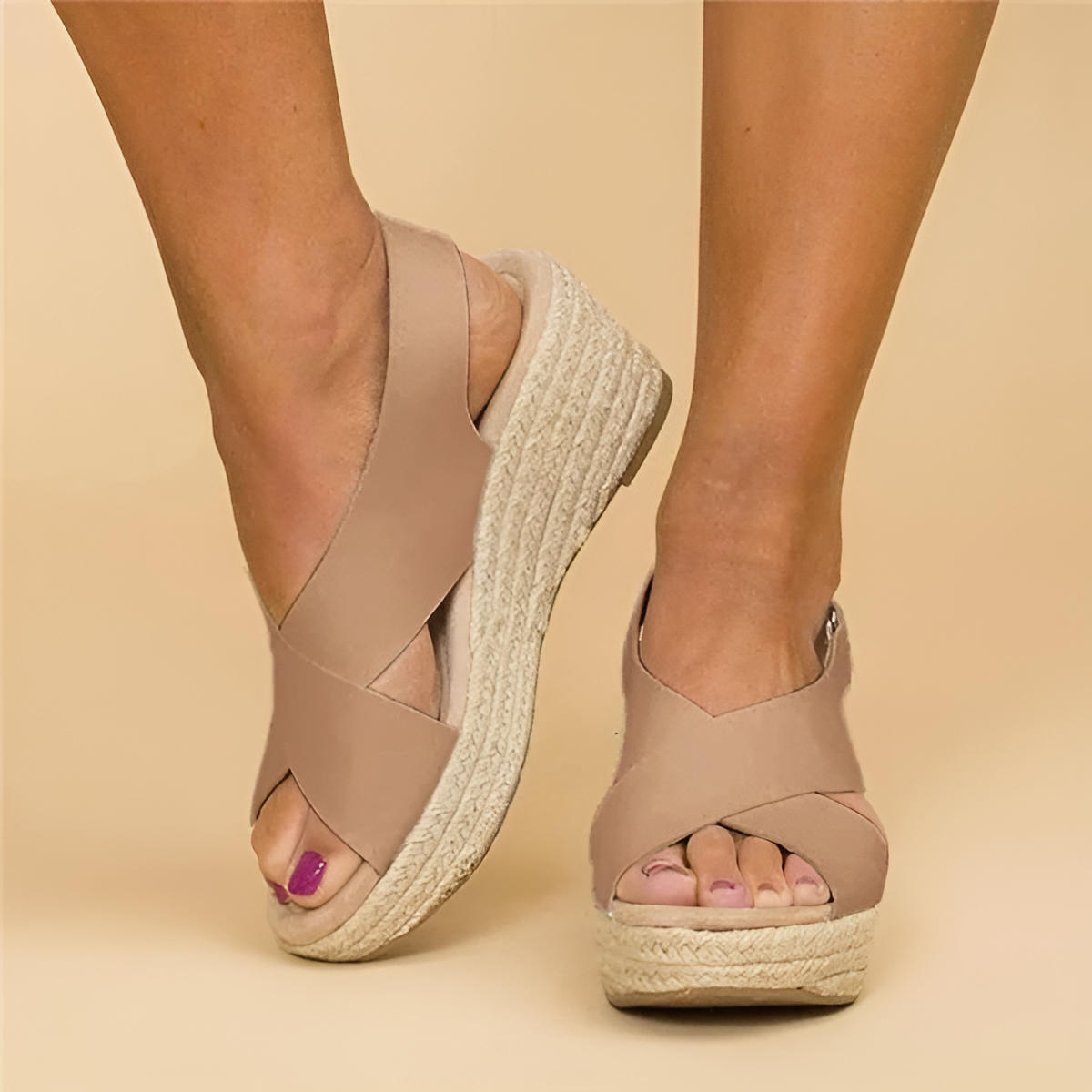 Womens Orthopedic Espadrille Wedge Sandals Cross Strap Platform by Sereniya