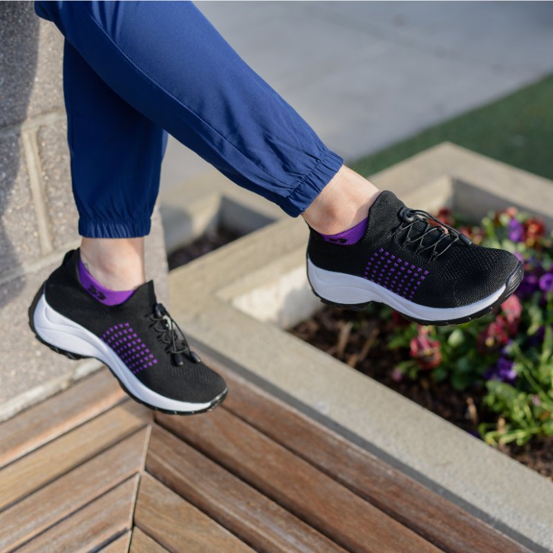 Womens Slip On Walking Sneakers Wide Toe Box Stretch Knit Lightweight by Sereniya
