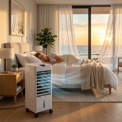 Quiet Windowless Portable Air Conditioner Ultra Silent Evaporative Air Cooler for Bedroom Sleep Home Office by Sereniya