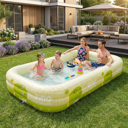 Inflatable Family Pool with UV Shade Canopy — Portable Backyard Swimming Pool for Outdoor Summer Fun by Sereniya