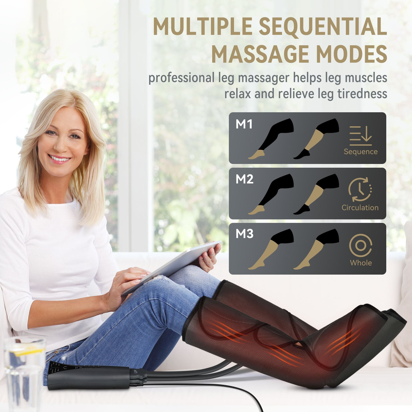 Foot & Calf Compression Massager with Heat — At-Home Circulation Massage Device by Sereniya