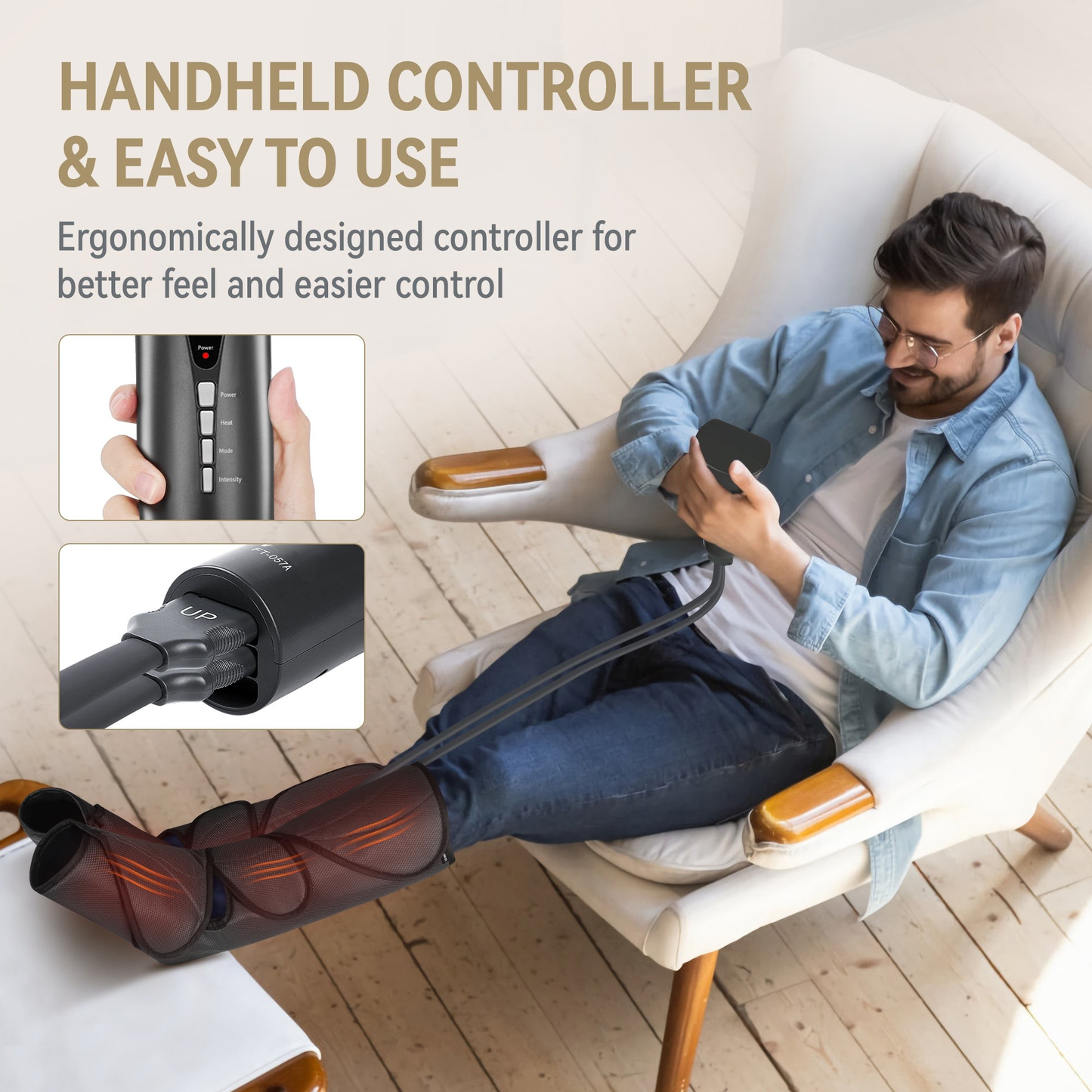 Foot & Calf Compression Massager with Heat — At-Home Circulation Massage Device by Sereniya