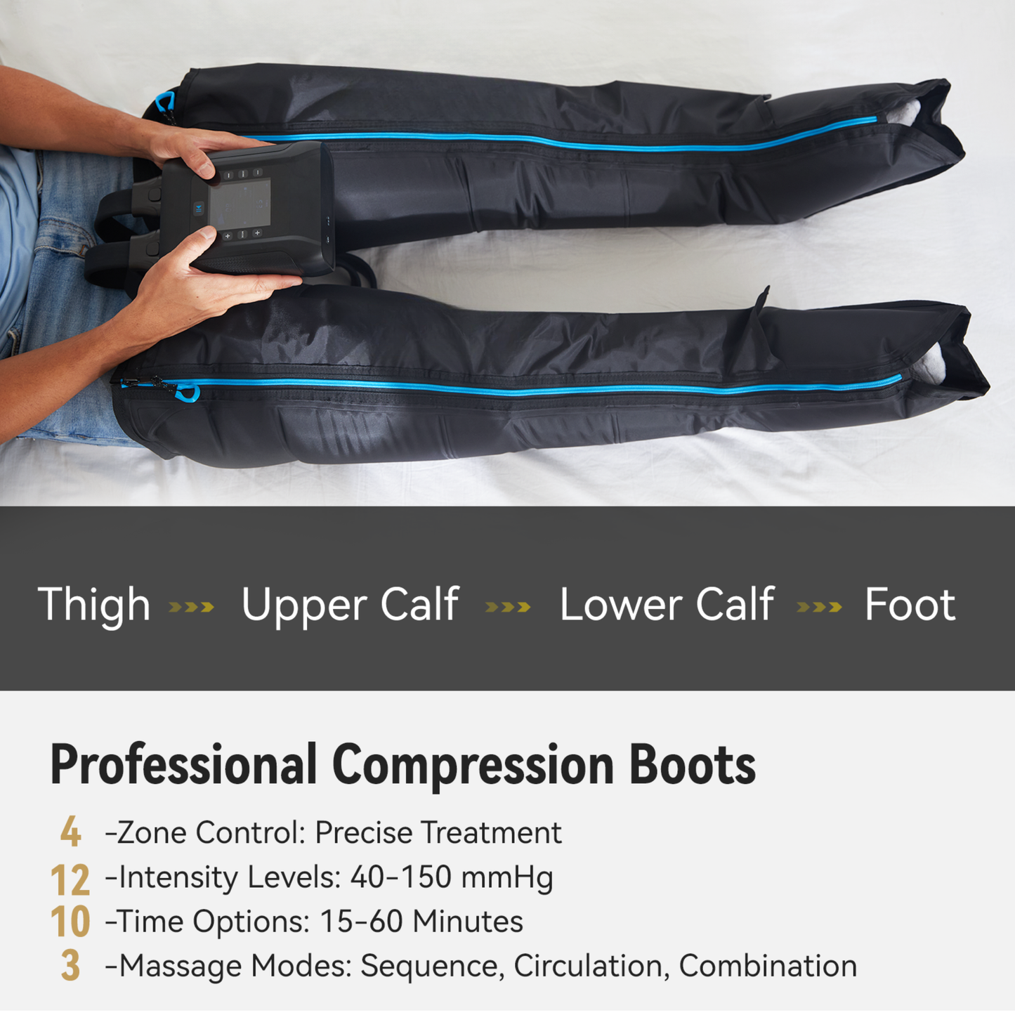 Air Compression Recovery Boots — Portable Leg Compression Massage Boots for Home Wellness by Sereniya