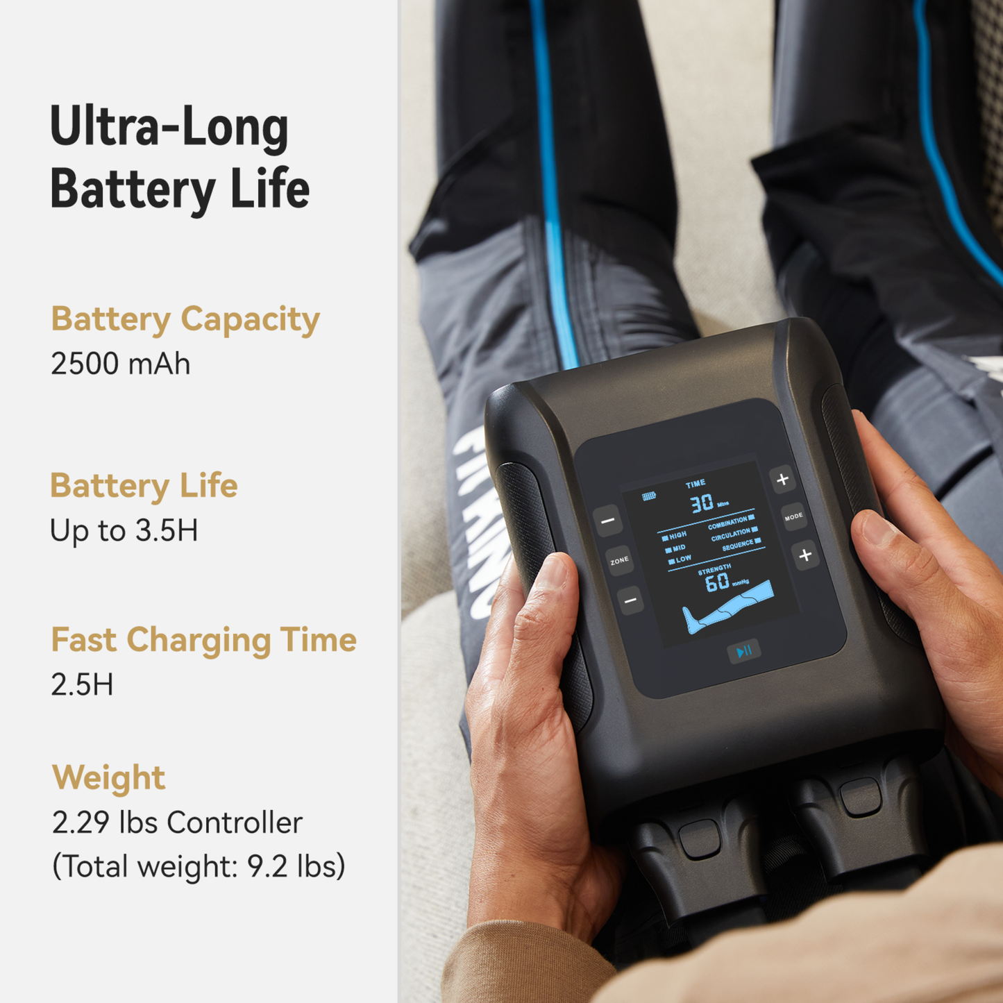 Air Compression Recovery Boots — Portable Leg Compression Massage Boots for Home Wellness by Sereniya