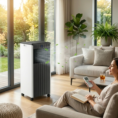 8000 BTU Portable Air Conditioner Cools 350 Sq Ft — 3-in-1 Dehumidifier Fan & Sleep Mode Home Cooling Unit by Sereniya